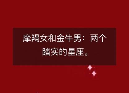 摩羯女和金牛男:两个踏实的星座。