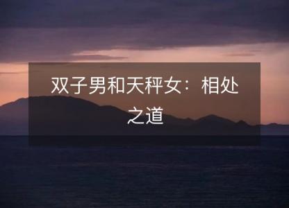 双子男和天秤女:相处之道