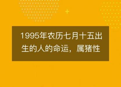 1995年农历七月十五出生的人的命运,属猪性格特点 八字五行