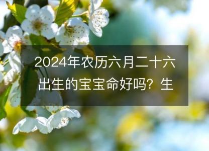 2024年农历六月二十六出生的宝宝命好吗?生辰八字五行缺什么