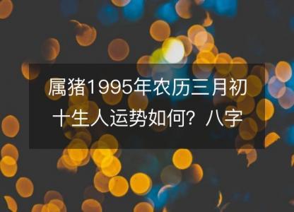 属猪1995年农历三月初十生人运势如何?八字命运五行缺吗!性格详解