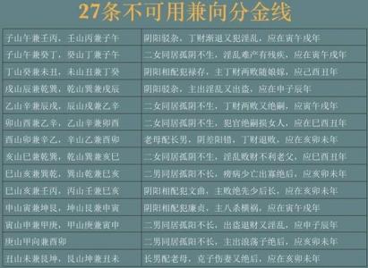 二十四山兼针正针吉凶 最精准二十四山兼向表