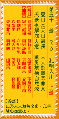 观音灵签 第51签:孔明入川