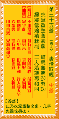 观音灵签 第35签:唐僧取经
