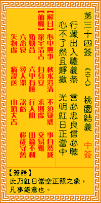 观音灵签 第34签:桃园结义