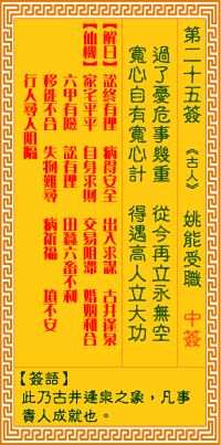 观音灵签 第25签:李广机智