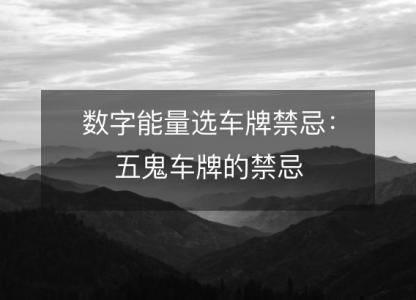 数字能量选车牌禁忌:五鬼车牌的禁忌