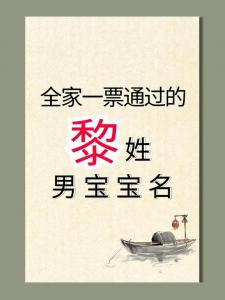 黎姓双胞胎男宝宝起名字 黎姓最旺名字