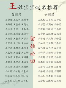 王姓两字男宝宝起名 王姓女孩起名押韵好听